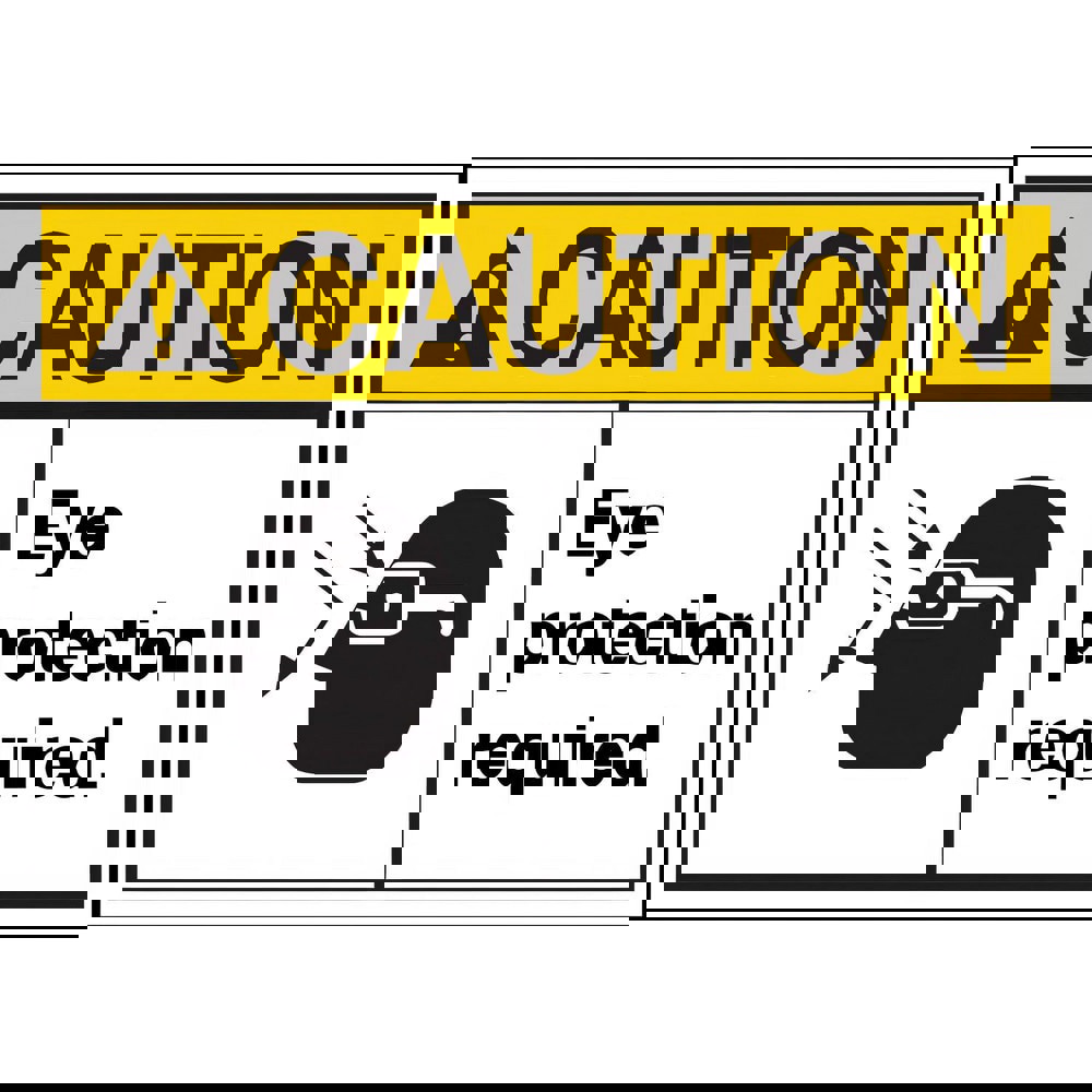 Safety Signs; Family: Safety Sign ; Sign Type: Exit; Facility; Security & Admittance; Fire; Visitor; Workplace ; Sign Header: CAUTION ; Legend: CAUTION Eye protection required ; Message/Graphic: Message & Graphic ; Graphic Type: Head with Safety Glasses